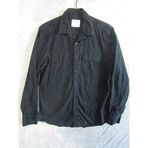 PD&C Black Cotton Long Sleeve Button Down Shirt Mens Medium